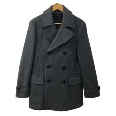 ユナイテッドアローズ A DAY IN THE LIFE UNITED ARROWS コート Pコート ダブル ミドル ウール メルトン 無地 長袖 M グレー