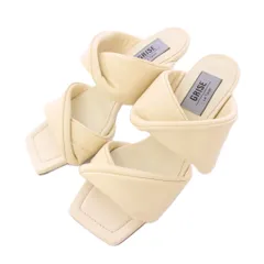 ルタロン Le Talon サンダル スクエアトゥ ローヒール フェイクレザー ワンカラー S 白 ホワイト /BB ■MU