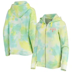 ニューエラ レディース アウター パーカー・スウェット Womens New Era White San Francisco Giants TieDye FullZip Hoodie Gnt White ホワイト