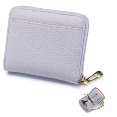 【新品】 二つ折り財布 本革 財布 レディース 2つ折り 小さい パスポートケース 財布 コンパクト ミニウォレット 超軽量 可愛い 小銭入れ付き (パープル)