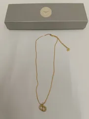 【中古品】 Christian Diorクリスチャンディオール ラインストーン付き CDロゴ ネックレス ゴールド ファッション小物 アクセサリー ペンダント 箱付き 現状品