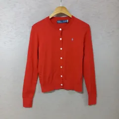 B3-27/POLO RALPH LAUREN レッド ニットカーディガン レディース