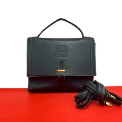 極 美品 希少品 LOEWE ロエベ ヴィンテージ アナグラム ロゴ レザー 本革 2way ショルダーバッグ ハンドバッグ ブラック 黒  30935