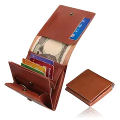 【新品】 [DIVINE CODE] 財布 二つ折り財布 本革 コンパクト メンズ レディース 小銭入れ 縦型カードポケット カード10枚収納 ギフトBOX入り プレゼント (ブラウン)