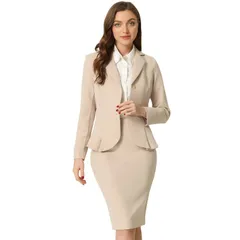 アレグラ ケー レディース アウター ジャケット・ブルゾン スカート ブレザー ALLEGRA K Womens 2 Piece Outfits Office Lapel Peplum Blazer Pencil Businesskirt Suit Sets