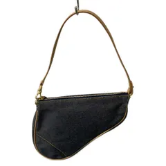 DIOR/ChristianDior(ディオール/クリスチャンディオール) ハンドバッグ サドルポーチ ネイビー×ベージュ レザー