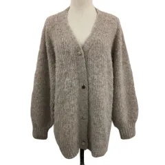 マジェスティックレゴン MAJESTIC LEGON カーディガン ニット Vネック メランジ 長袖 M ベージュ 茶 ブラウン