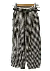 ヒューマンウーマン HUMAN WOMAN ギンガム ストライプパンツ 077-0130602 ブラック S ワイドパンツ ボトムス