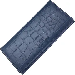 【新品】 [FashionBerry] ネイビー 長財布 メンズ 財布 本革 レザー クロコダイル クロコ 二つ折り 薄型 薄い財布 大容量 ファスナー レディース サイフ 二つ折り長財布 ファスナーなし ふたつ折り 2つ折り なが財布 皮 男性 小銭入れあり