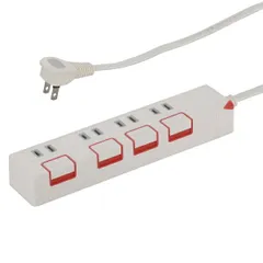 【新品】オーム電機 電源タップ 押しボタンスイッチ付 4個口 2.5m｜HS-T1178W 00-1178のサムネイル