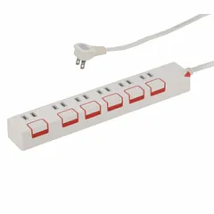 【新品】オーム電機 電源タップ 押しボタンスイッチ付 6個口 1.5m｜HS-T1179W 00-1179のサムネイル