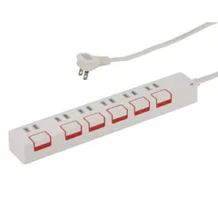 【新品】オーム電機 電源タップ 雷ガード 6個口 1.5m｜HS-K1189W 00-1189のサムネイル