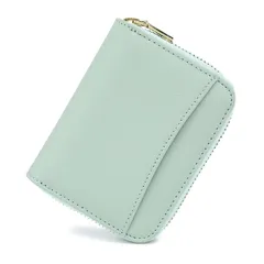 【新品】 [honey&blue] ミニ財布 カードケース レディース お札が折れない 二つ折り財布 本革 YKKファスナー スキミング防止 (ミント×メタルブラウン)