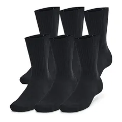 アンダーアーマー レディース アンダーウェア 靴下 コットン Under Armour 6Pack Training Cotton Crew Socks Black ブラック