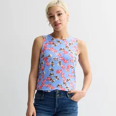 ナインウェスト レディース トップス Tシャツ Nine West Essential Easy HighNeck Tank Top Blue Luisa Floral ブルーのサムネイル