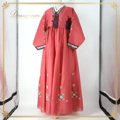 韓国伝統衣装 チマチョゴリ レッド系 トップス ワンピース ドレス インナー 花 花柄 刺繍 華やか かわいい ボタン 民族衣装 チマ チョゴリ 韓流 韓服 イベント ステージ コスプレ 仮装 舞台 ダンス ピンク系 ホワイト系 パープル系