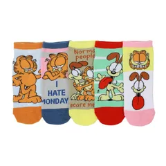 アニメキャラクター レディース アンダーウェア 靴下 アンクル Licensed Character Womens Garfield Odie Ankle Socks 5Pack Multi マルチカラー