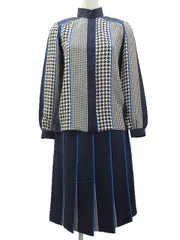 ミラショーン mila schon シルク セットアップ ブラウス プリーツスカート 38 ネイビー 総柄 絹