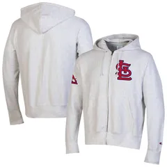 チャンピオン メンズ アウター パーカー・スウェット Mens Champion Gray St Louis Cardinals Reverse Weave Chenille FullZip Hoodie Crd Grey グレー
