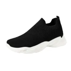 レディース スリッポン スニーカー ナースシューズ ワークシューズ 通気性 歩きやすい 素早く履ける 蒸れにくい 滑り止め 立ち仕事 フィットネス (ブラック, 日本の靴のサイズ寸法, 大人, 数値, 23.0 cm) [ブラック] [23.0 cm]