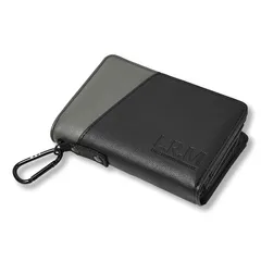 【新品】 [ナル] 財布 メンズ 二つ折り コンパクト レザー 革 L字 ファスナー カラビナ付き 大容量 軽量 軽い 小銭入れ カード たくさん入る ミニ財布 無地 シンプル レディース 子供 こども 学生 男の子 女の子 おしゃれ かわいい (ブラック)