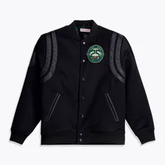 ミッチェルネス メンズ アウター ジャケット・ブルゾン Mens Mitchell Ness Black Minnesota Wild Walk The Tunnel FullSnap Varsityのサムネイル