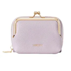 【新品】 財布 レディース 二つ折り がま口 カード入れ 札入れ 小銭入れ かわいい オシャレ サイフ 多収納 コンパクト ミニ財布 シンプル 軽い 使いやすい 小さい 可愛い 贈り物 プレゼント クリスマス (パープル)