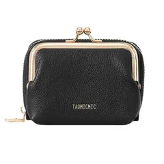 【新品】 財布 レディース 二つ折り がま口 カード入れ 札入れ 小銭入れ かわいい オシャレ サイフ 多収納 コンパクト ミニ財布 シンプル 軽い 使いやすい 小さい 可愛い 贈り物 プレゼント クリスマス (ブラック)