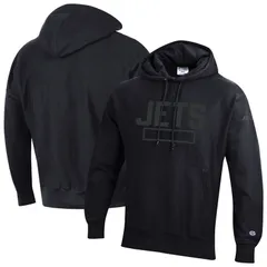 チャンピオン メンズ アウター パーカー・スウェット フリース Mens Champion Black New York Jets Tonal Reverse Weave Fleece Hoodie Jet Black ブラック