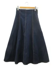 プロポーション ボディドレッシング PROPORTION BODY DRESSING レースアップハイウエストデニムスカート フレア 膝下丈 ブルー 青 M 綿 コットン ボトムス