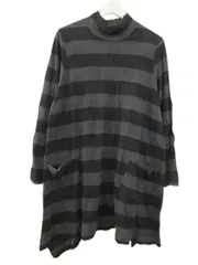 CRESCENT クレッシェント ワンピース チュニック 長袖 ニット ボーダー ドット 黒 ブラック グレー ウール コットン M トップス