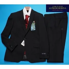 新品9.7万円 大手百貨店扱い 日本製 春夏『Alfredo Rodina 伊製生地』ウール100% シャドーストライプ スーツA4黒(A) 1701081