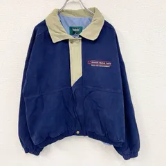 古着 used　～90s　Dunbrooke　ワークジャケット　フルジップブルゾン　比翼仕立て　ヴィンテージ　紺　ネイビー　ベージュ　XLサイズ