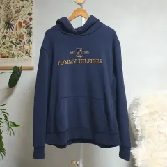 XL 日本 ヴィンテージ Tommy Hilfiger トミーヒルフィガー フーディー (起毛/ネイビー COLOR)