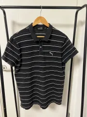 PUMA プーマ ストライプ 半袖 カラーTシャツ ブラック 1070