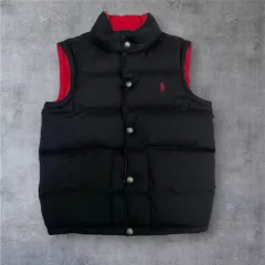 ポロラルフローレン キッズ ブラック レッド リバーシブル ダウン ベスト ベスト S(8)