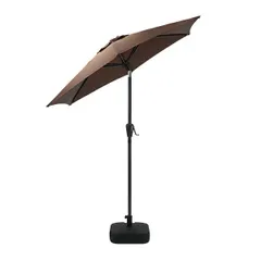 ガーデンパラソル 直径約200cm ベースセット 撥水 UVカット 紫外線対策 日除け 日よけ 大型 チルト機能 角度調節 ハンドル開閉 紫外線対策 軽量 ベース付き 水 砂 パラソル BBQ アウトドア parasolm706 (200cm, ブラウン)