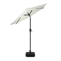 ガーデンパラソル 直径約200cm ベースセット 撥水 UVカット 紫外線対策 日除け 日よけ 大型 チルト機能 角度調節 ハンドル開閉 紫外線対策 軽量 ベース付き 水 砂 パラソル BBQ アウトドア parasolm706 (200cm, ホワイト)