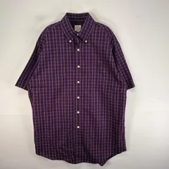 古着 ブルックスブラザーズ Brooks Brothers 半袖シャツ 胸ポケ ボタンダウン M  パープル系 チェック メンズ