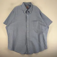 古着 ブルックスブラザーズ Brooks Brothers USA製 半袖シャツ 胸ポケ 1818 XL  ブルー系 無地 メンズ