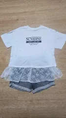 新品)) レース付きTシャツ + デニムハーフパンツ セット 140サイズ