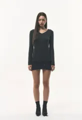 フォーザウェザー ヘアリー ニット ONE PIECE チャコール SI (新品)