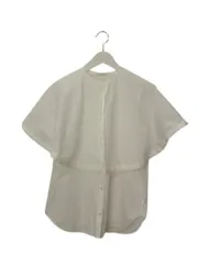 デプレ DES PRES トゥモローランド コットン ケープカラーブラウス シャツ  ノースリーブ ラウンドヘム 白  トップス 透け感 薄手 無地 36