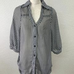 PaulineBleuポリーヌブロー ストライプ 半袖シャツ ネイビー フリー 