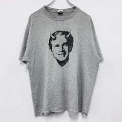 古着 used　00s　DELTA　ジョージブッシュ？　半袖人物プリントTシャツ　ヴィンテージ　灰色　グレー　XLサイズ