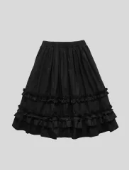 Saenginstudios フリル プリーツ ミディ スカート ブラック