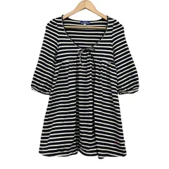 Burberry Blue Label(バーバリーブルーレーベル) ワンピース サイズ38 M レディース美品  ダークネイビー×アイボリー ボーダー