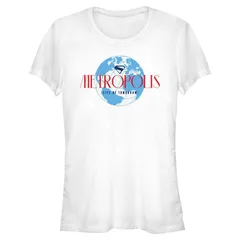アニメキャラクター レディース トップス Tシャツ グラフィック Licensed Character Juniors DComicsuperman World Metropolis City of Tomorrow Fitted Graphic Tee Wh