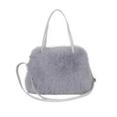 [レグエイト] ハンド バッグ ふわ もこ ファー ショルダー 2way トート レディース 秋 冬 オケージョン かわいい 上品 大人 韓国 黒 ベージュ グレー (グレー) [グレー]