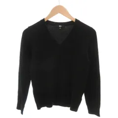 ユニクロ UNIQLO カシミヤVネックセーター ニット 長袖 S 黒 ブラック /YJ ■GY17